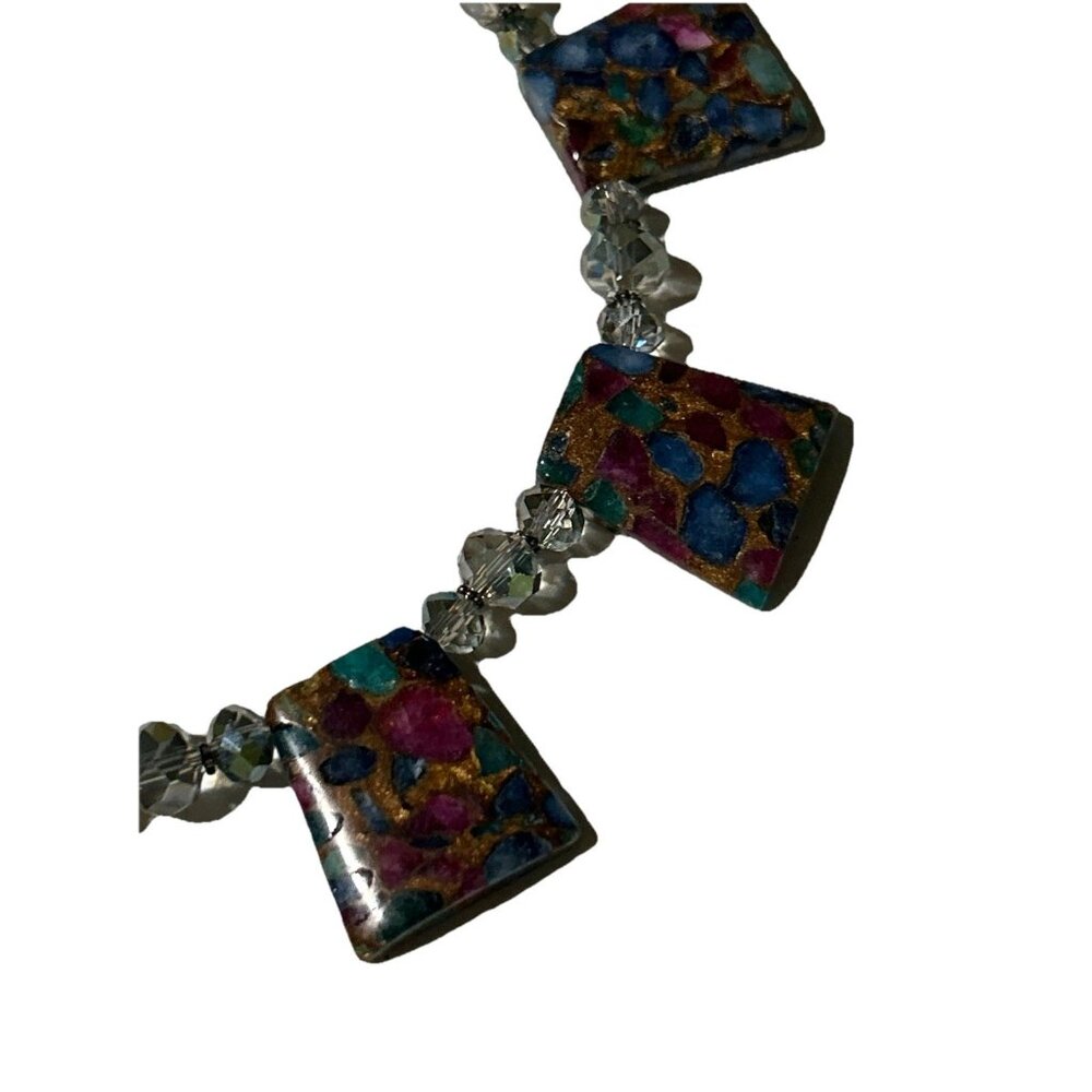 Vintage Donna Dressler Chunky Stone Necklace Silver 925 Clasp Beads - Picture 10 of 10
